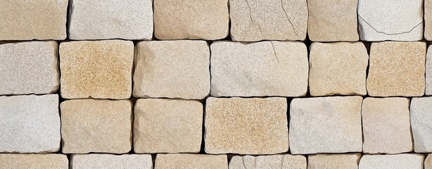 Obraz premium Rustic Beige Stone Wall Texture Masonry Background