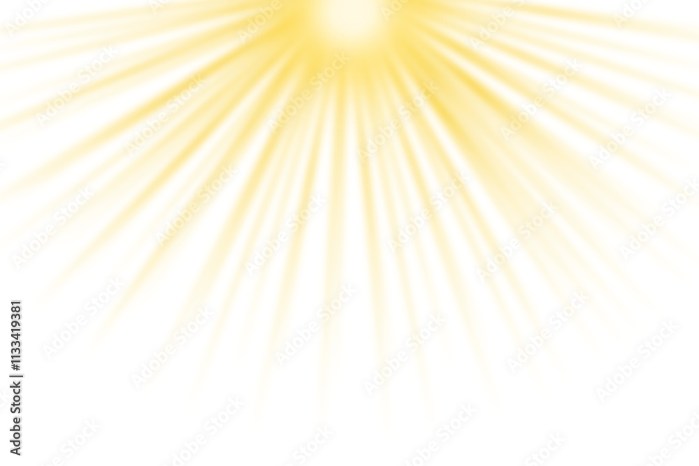 Wall mural shining sun rays isolated on transparent background. sun light glowing effect. shine rays of light e