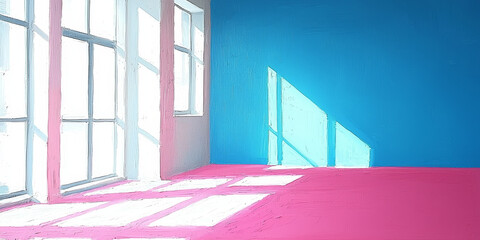 Obraz premium Vibrant Interior with Sunlight and Colorful Walls