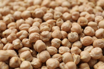 Raw chickpeas, close up. Healthy and natural vegetarian food