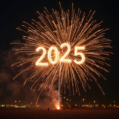 newyear 2025 fireworks in the night sky