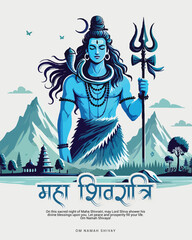 Happy Maha Shivratri Lord Shiva with Har Har Mahadeva Social Media Post template banner
