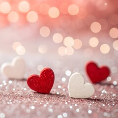 Fototapeta premium Valentine's Day Romance, Love Symbols, and Sweet Elements on Soft Pastel Backgrounds for Card and Gift Designs