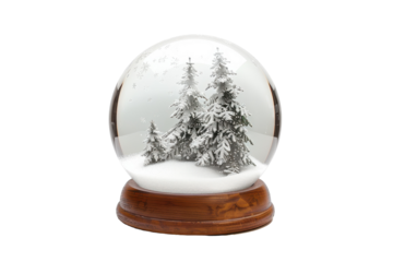 Festive Snow Globe with Christmas Scene with isolated on transparent background