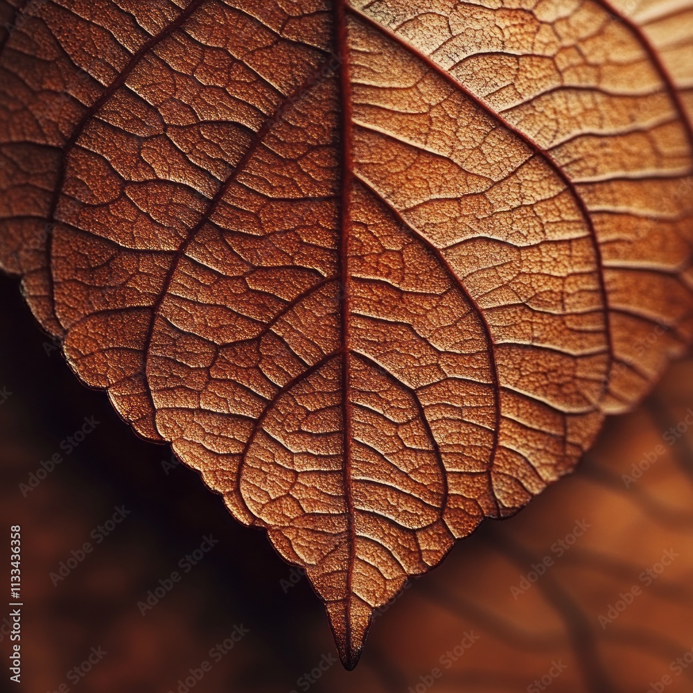 Poster captivating close-up reveals the delicate veins and textures of a leaf, emphasizing the artistry of 