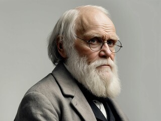 image of charles darwin portrait on white background isolated theory of evolution