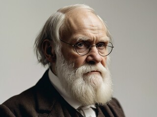 image of charles darwin portrait on white background isolated theory of evolution