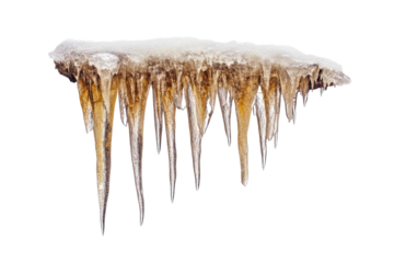 Natural Stalactite Hanging Down from Cave Ceiling with isolated on transparent background