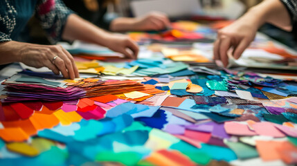 Obraz premium Colorful Paint Swatches Design Samples Color Palette Creative Project Interior Design