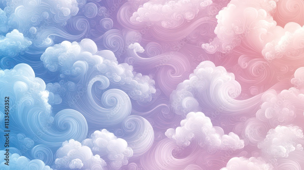 Poster A pattern of gently swirling clouds and mist with a pastel gradient backdrop.