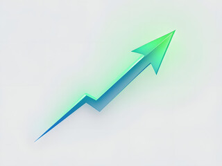 Green and Blue Gradient Arrow Pointing Upward on white background

