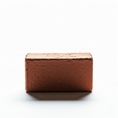 Single concrete block paving isolated on white, solid fireproof clay brick used for the construction of fireplaces and stoves, on an isolated white background, red brick isolated on white