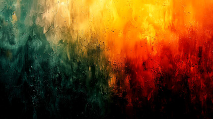 Fototapeta premium Vibrant abstract artwork displaying hues of orange, red, and deep green tones