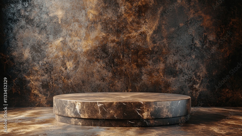Poster the backdrop features a beautifully polished marble table that blends seamlessly with the warm mocha