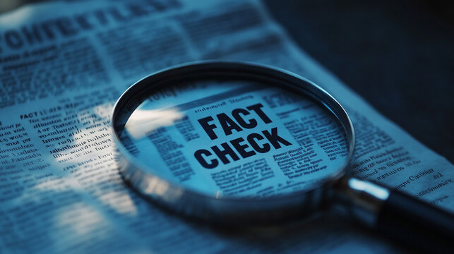 Fact Check  Magnifying Glass on Newspaper Article