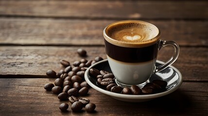 cup of coffee with beans