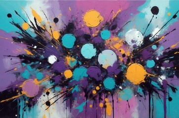 Fototapeta premium Abstract expressive minimalist artistic watercolor painting with geometric shapes and vibrant colors texture design illustration. 