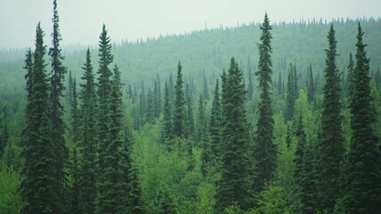 Fototapeta premium Dense Evergreen Forest Landscape