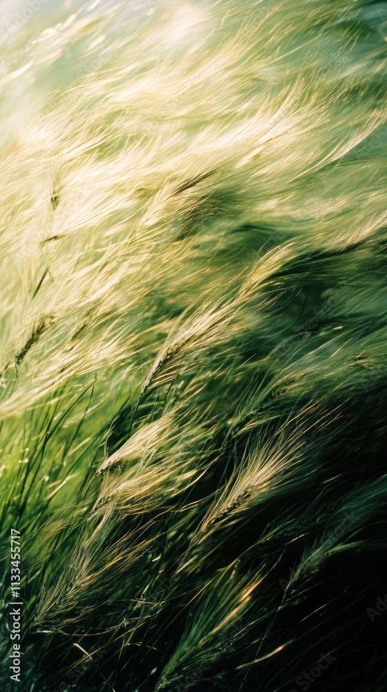 Poster gentle breezes weave through tall grass, creating a mesmerizing display of movement and light during