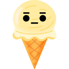 Vanilla Ice Cream Bored Face Cartoon