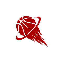 basketball logo with fire ball concept