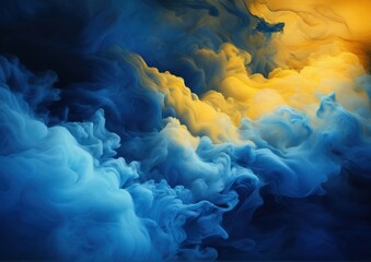 Fototapeta premium Deep Blue and Yellow Gradation Watercolor Background with Cloudy Texture. Perfect for creative projects, modern decor, or abstract backgrounds.