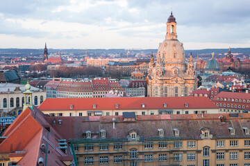 church of our lady in Dresden in the evening light