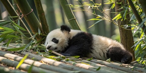Cute Young Panda Taking a Nap