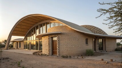 Innovative Eco-Friendly Mud Brick Building with Elevated Tin Roof for Natural Cooling part III