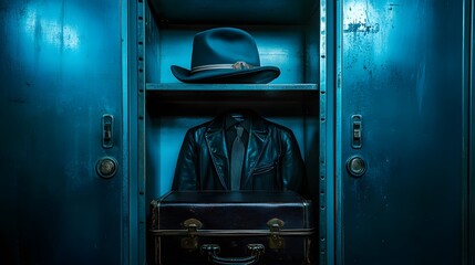 Obraz premium Stylish locker filled with vintage clothing and fashionable accessories waiting for an adventure