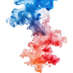Colorful artificial vortex ink and smoke swirling against a transparent background, creating an artistic display of movement, Artificial Vortex Ink and Colored Smoke, transparent background.