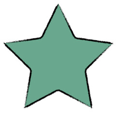 five-pointed star frame filled with color and distressed or grunge pencil outline