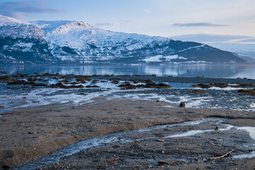 evening mood at a fjrod in northern norway