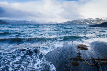evening mood at a fjrod in northern norway