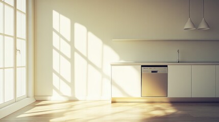 Obraz premium Bright and Modern Kitchen with Natural Light and Minimalist Design