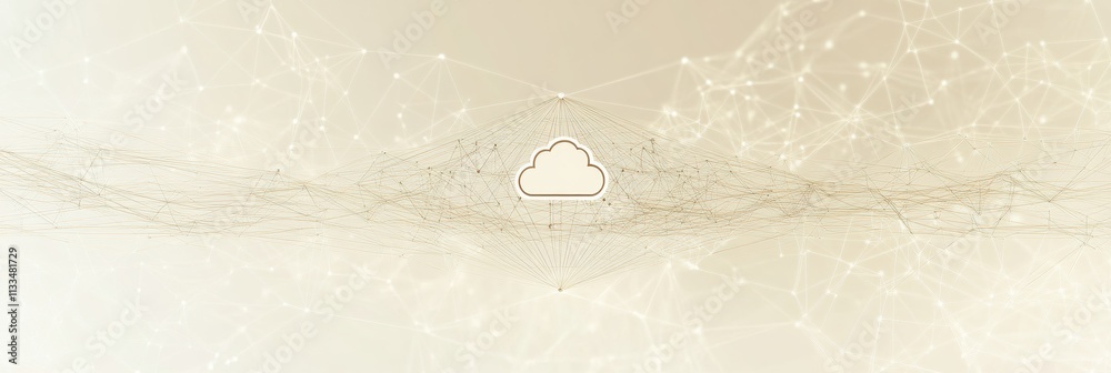 Poster Centered cloud icon symbolizes cloud computing services, surrounded by abstract graphics and a clean space for additional text content. Generative AI