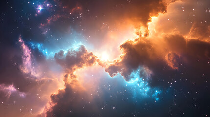 Fototapeta premium Colorful cosmic nebula showcasing vibrant gases and stars in deep space