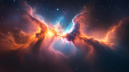 Fototapeta premium Colorful cosmic nebula showcasing vibrant gases and stars in deep space