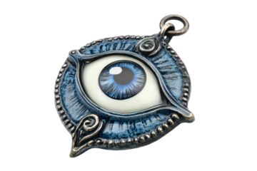 Traditional Turkish Evil Eye Amulet with Vibrant Blue and White Colors with isolated on transparent background