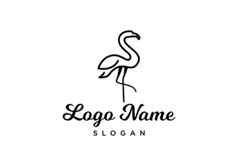 Fototapeta premium Flamingo Line Art Logo Design Vector