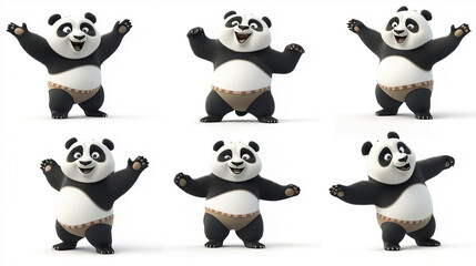 Obraz premium Fröhlicher Panda in verschiedenen Posen