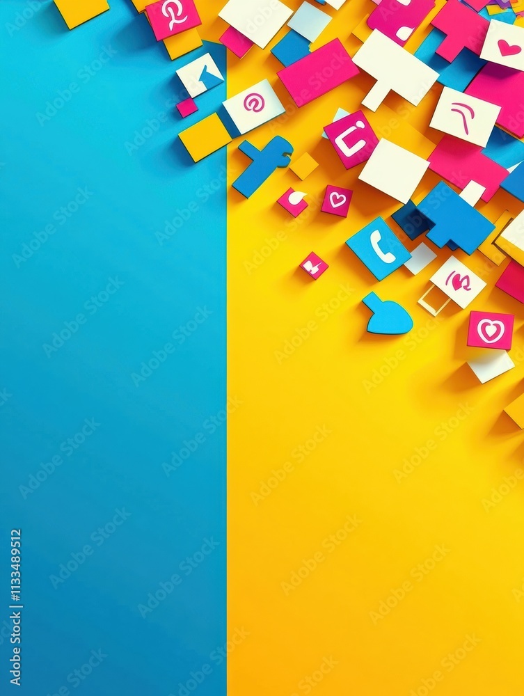 Aufkleber a vibrant display of colorful social media icons creates an energetic and playful atmosphere against