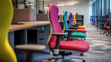 Colorful Ergonomic Office Chairs in Modern Workspace Setting
