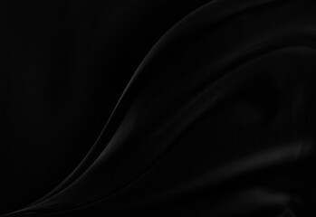 Black gray satin dark fabric texture luxurious shiny that is abstract silk cloth background with patterns soft waves blur beautiful.