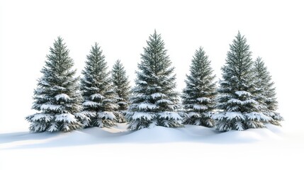 Fototapeta premium Christmas trees with snow isolated on white background