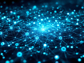 Obraz premium Network, Connectivity, Digital, Technology, Nodes, Lines, Dots, Blue, Glowing, Web, Internet, Data, Information, Communication, Links, Grid, Matrix, Cyberspace, Virtual, Online, Interconnected, Wires,