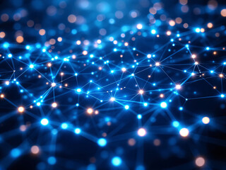Obraz premium Network, Connectivity, Digital, Technology, Nodes, Lines, Dots, Blue, Glowing, Web, Internet, Data, Information, Communication, Links, Grid, Matrix, Cyberspace, Virtual, Online, Interconnected, Wires,