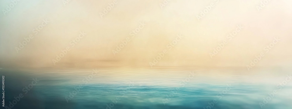 Poster creating a blurred ocean background in soft pastel colors, evoking a relaxing and meditative atmosph