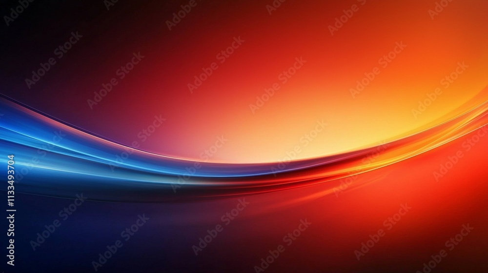 Poster flowing smooth and elegant blue and red waves across a vibrant gradient background create a dynamic 