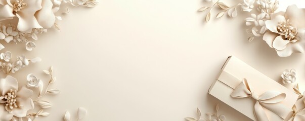 Elegant wedding invitation mockup with floral elements, .